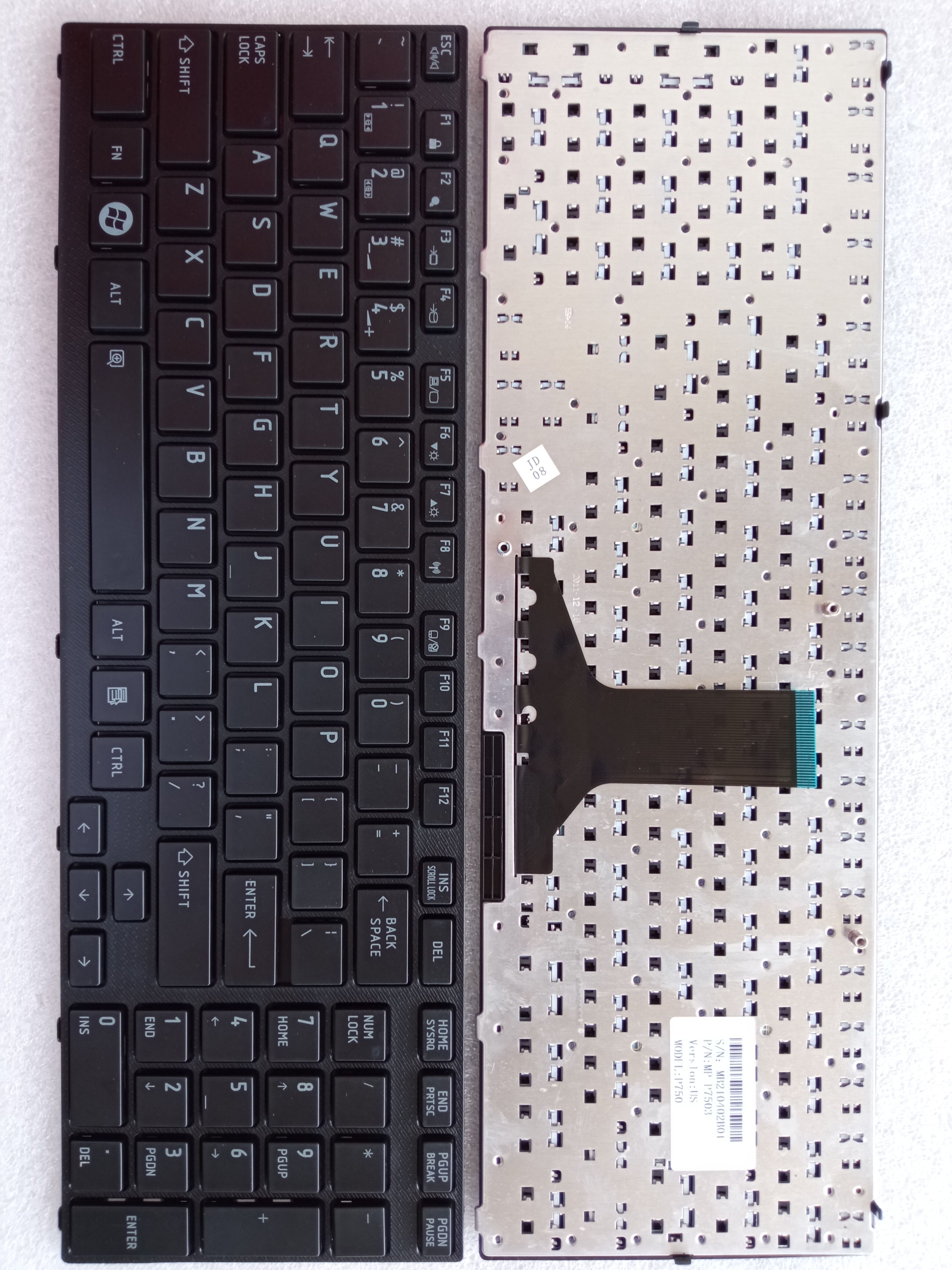 Picture of New Replacement Laptop Keyboard For TOSHIBA P750 BLACK FRAME BLACK (OEM) US Layout